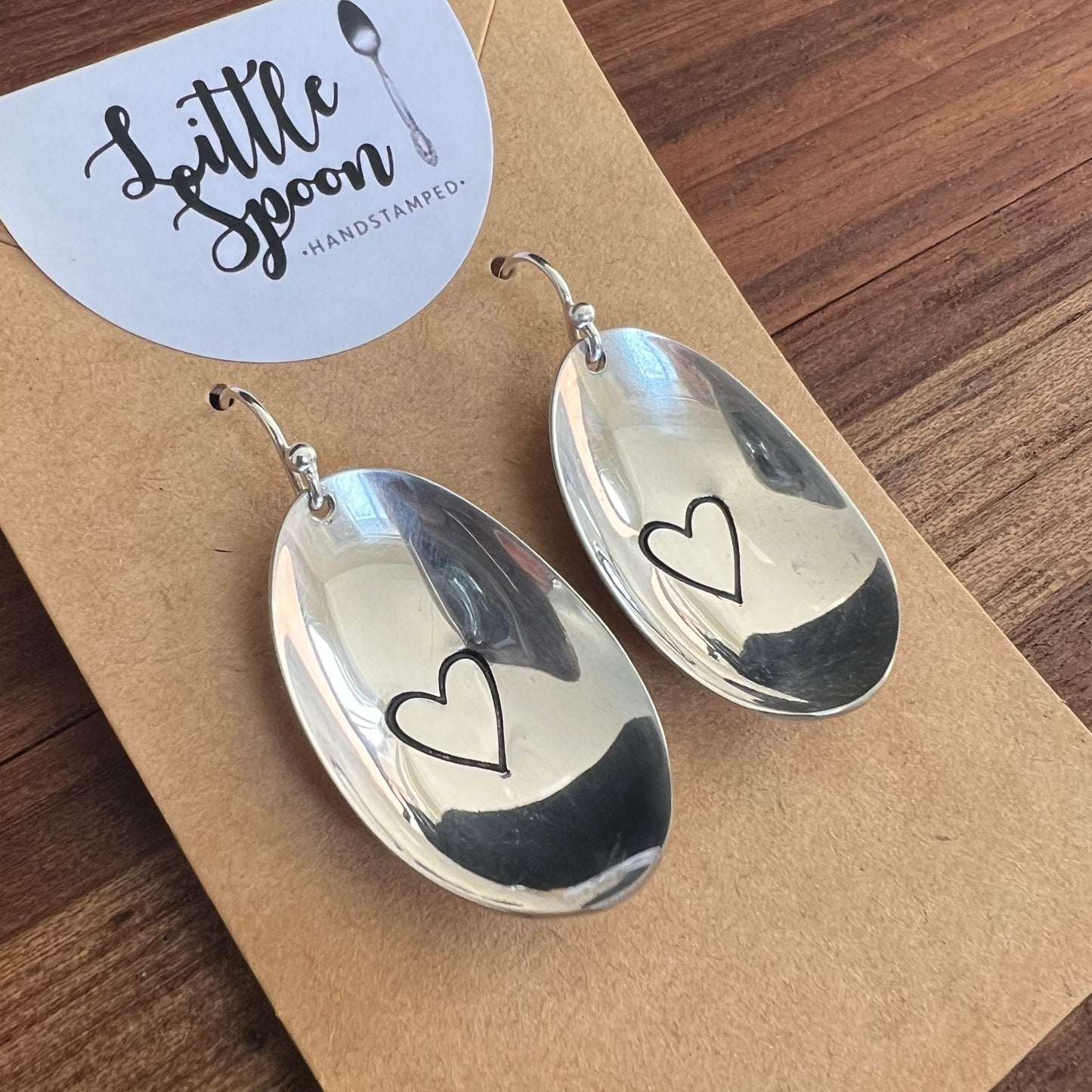 Darlene Stamped Heart Spoon Bowl Earrings