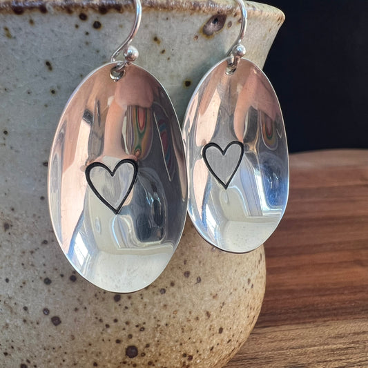 Darlene Stamped Heart Spoon Bowl Earrings