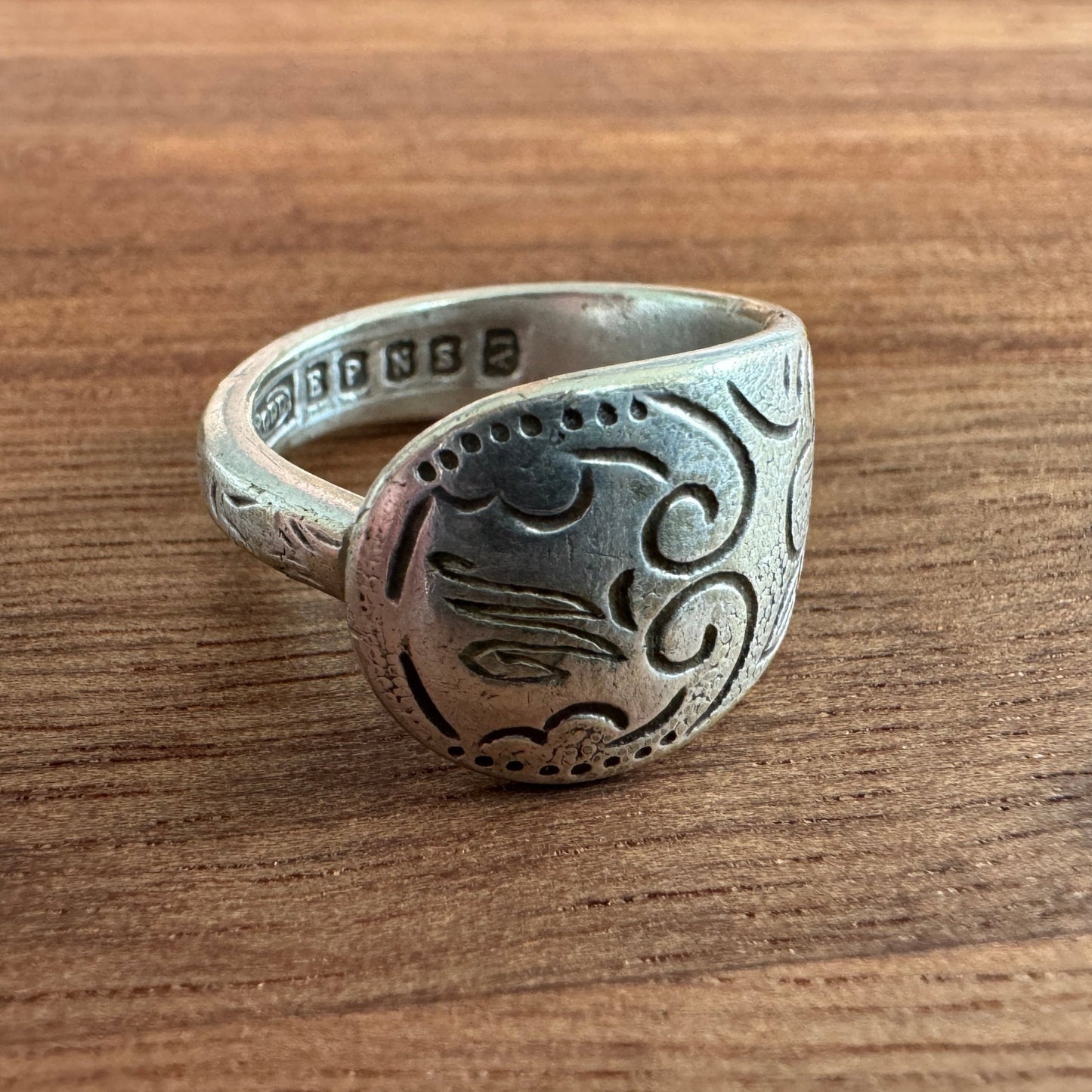 Jasmine Monogram "M" Spoon Ring