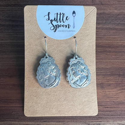Cameo Ladies Souvenir Spoon Earrings