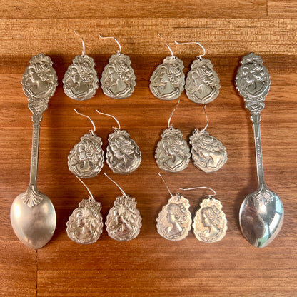 Cameo Ladies Souvenir Spoon Earrings